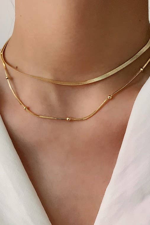 STAINLESS STEEL WATERPROOF TARNISH FREE NECKLACE | 40NK320: Gold