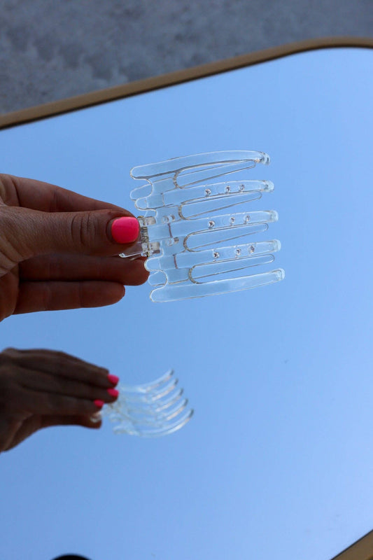 THE KAXI WIDE LAY DOWN CLAW ( 10 COLORS ): SHINY CLEAR