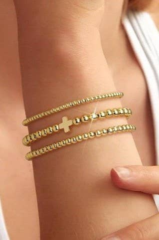 CROSS MULTILAYER BALL CHAIN BRACELET | 40B5165: GOLD