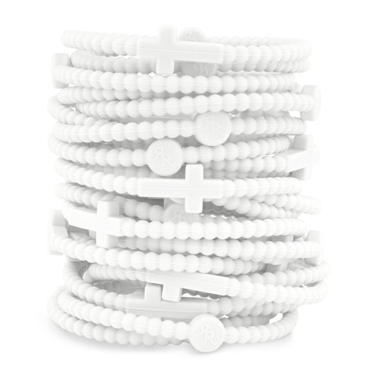 Jesus Bracelets - Group Packs: White (25 Pack) / Small