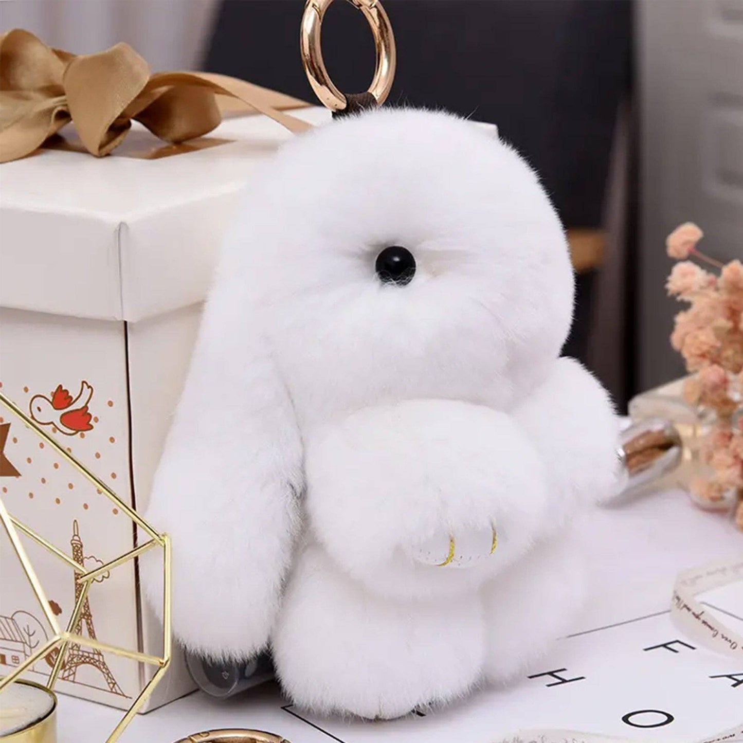 Cut Rabbit Pom Pom Key Chain KC0225-5. (3PC): LAVENDER