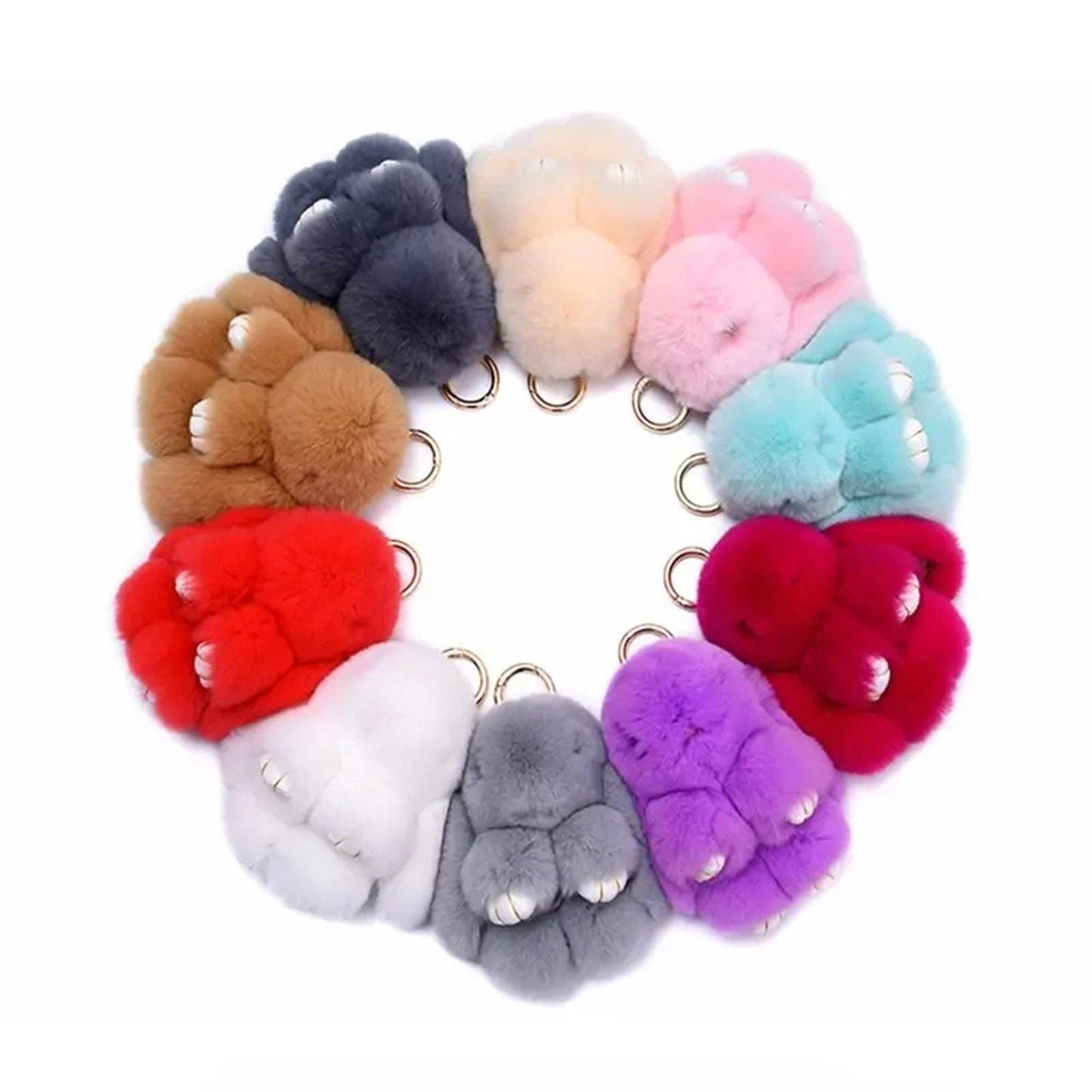 Cut Rabbit Pom Pom Key Chain KC0225-5. (3PC): PEACH