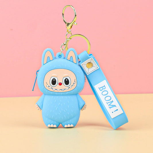 Labubu cute key chain coin purse labubu gift: Blue