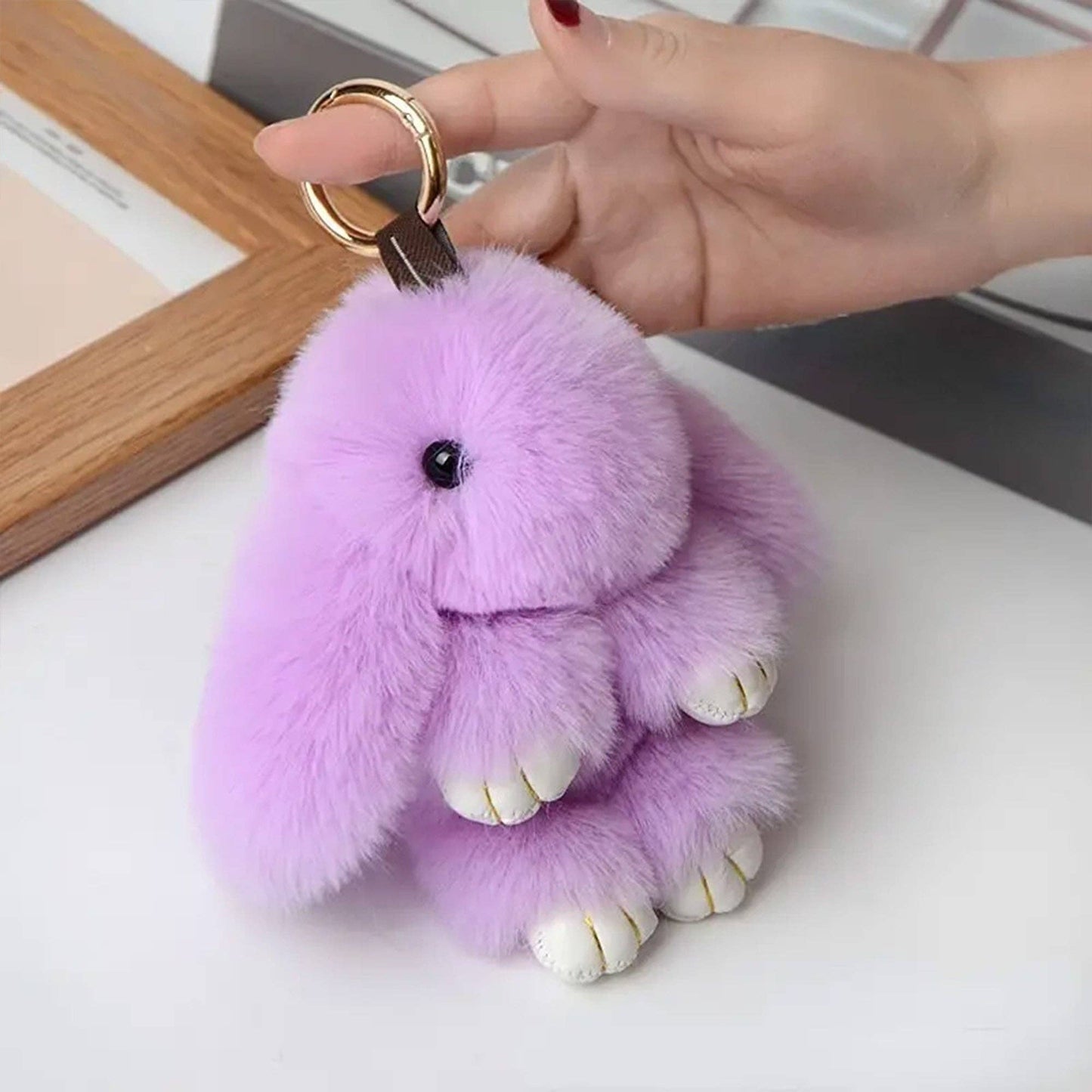 Cut Rabbit Pom Pom Key Chain KC0225-5. (3PC): LAVENDER