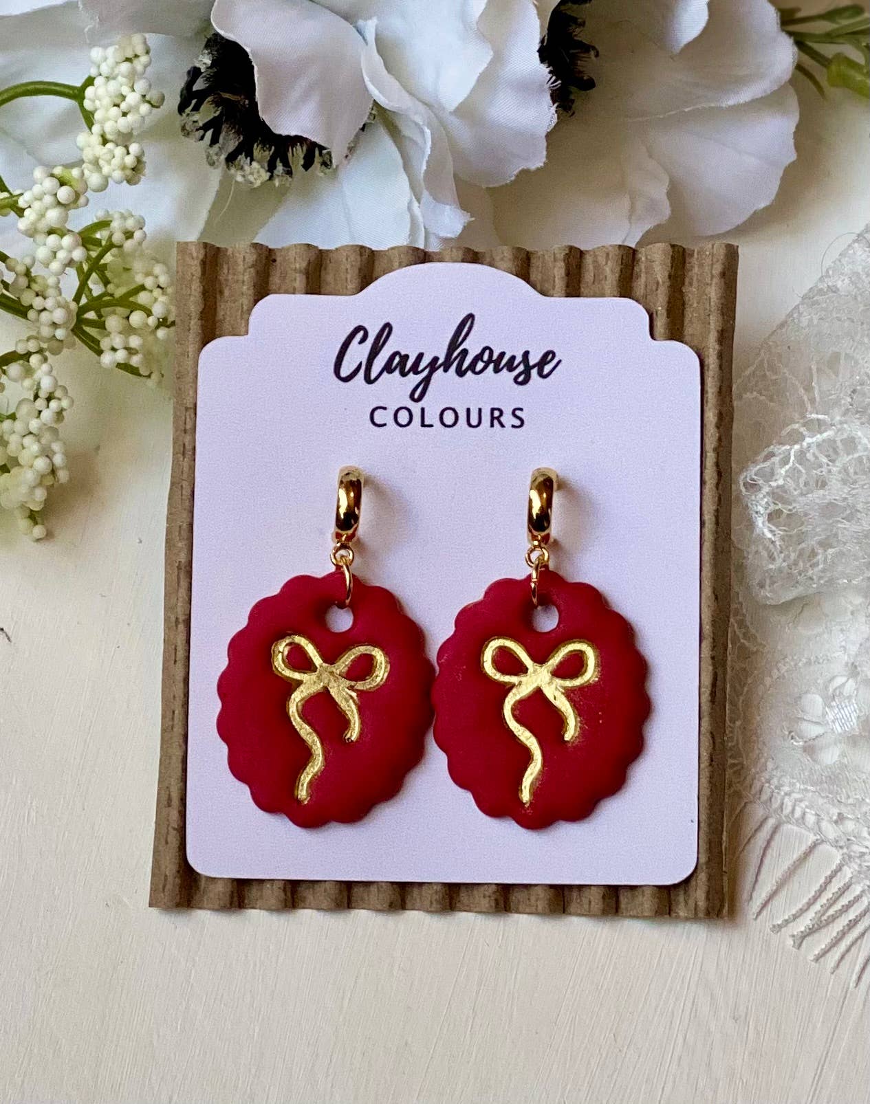 Bow Earrings : Hoop Light Pink