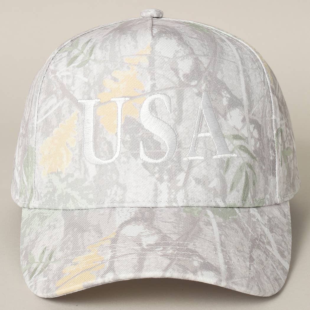 USA Letter Embroidery Camo Print Baseball Cap: BEIGE CAMO-BEIGE / ONE SIZE