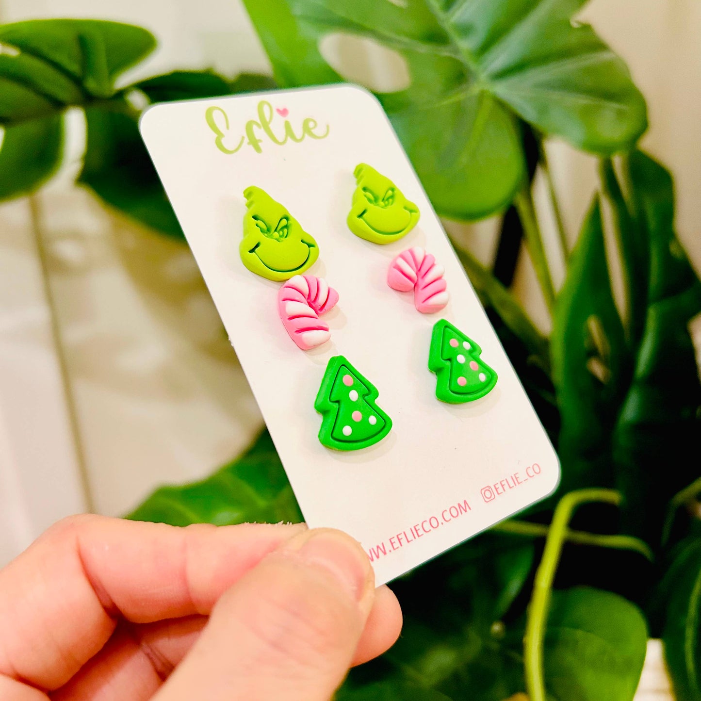 Christmas Grinch Studs Earrings | Cat In Hat Jewelry Gift