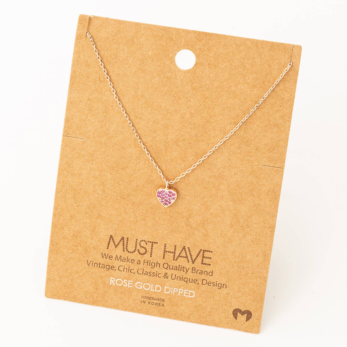 Pave Mini Heart Pendant Necklace: S