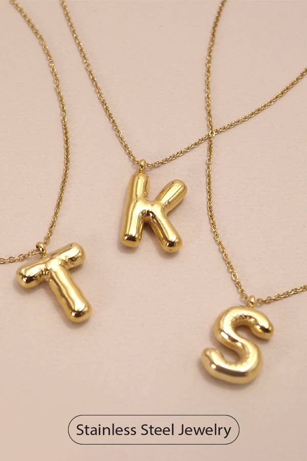 18K STAINLESS STEEL TARNISH FREE  INITIAL NECKLACE | 80N650: E