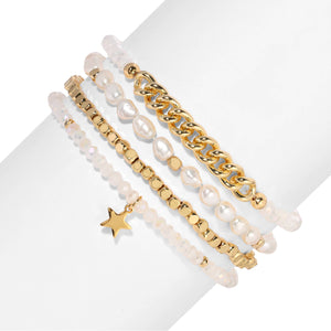 Baroque Pearls and Ice White Crystal Bracelet Set/4