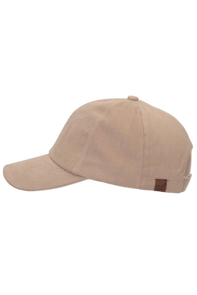 C.C Brushed Twill Baseball Cap: Light Beige
