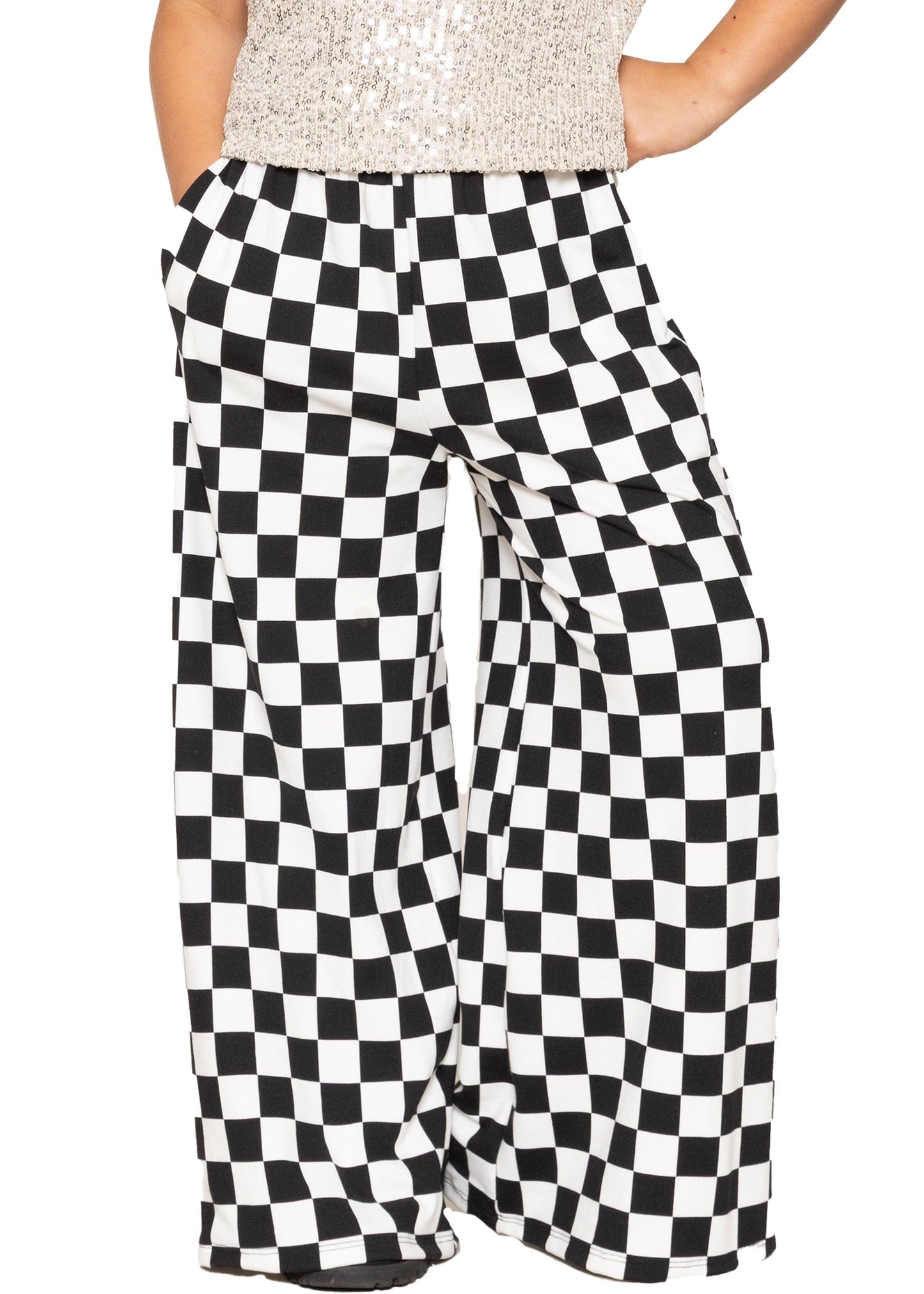 Girl's Cotton Wide Leg Pants | Pull-On Style with Pockets | Soft Stretch, Everyday Wear: Black / 6