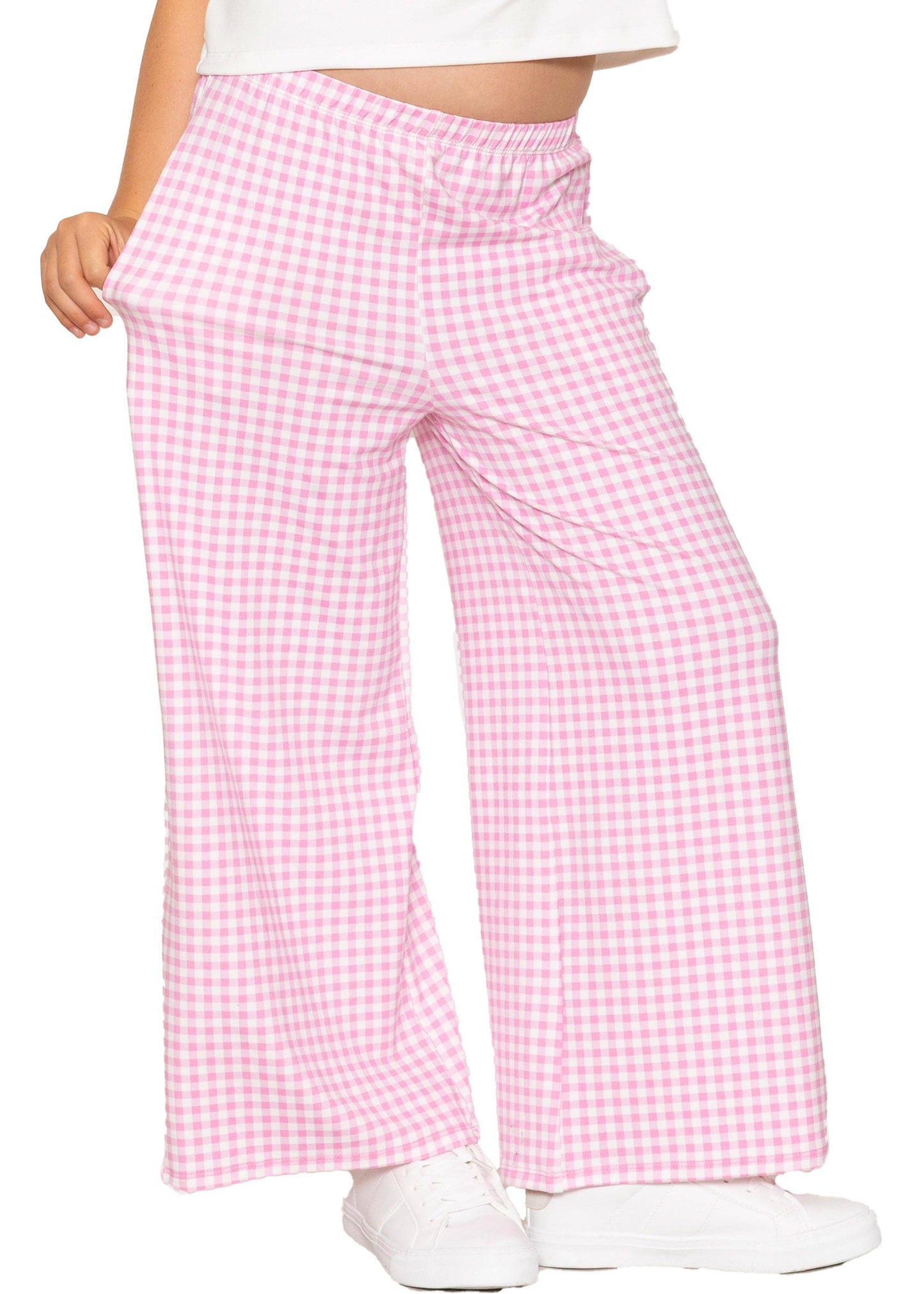 Girl's Cotton Wide Leg Pants | Pull-On Style with Pockets | Soft Stretch, Everyday Wear: Black / 12