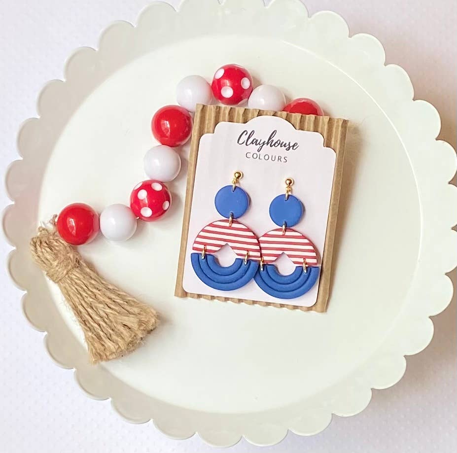 Red, White & Blue Clay Earrings : 2 Star Dangles