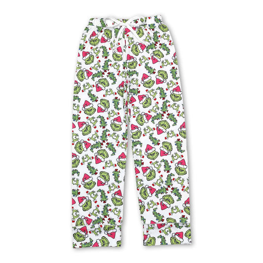 Green face Christmas tree adult women sleepwear bottom: XS