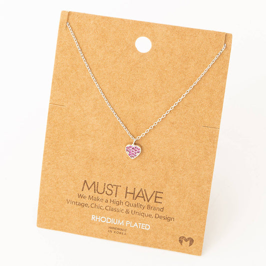 Pave Mini Heart Pendant Necklace: S