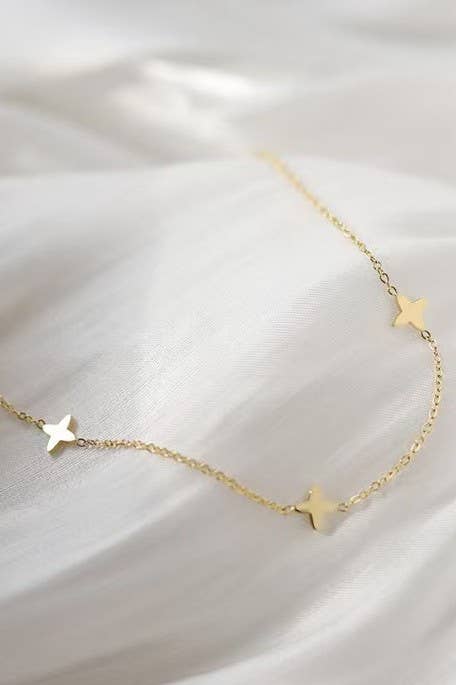 TITANIUM  STEEL NON-TARNISH MINI CROSS NECKLACE | 40NK344: GOLD