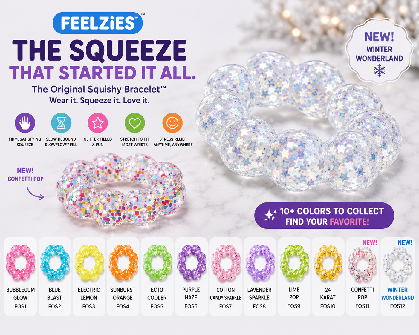 Feelzies™ Original Squishy Bracelet: Bubblegum Glow