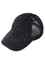 Load image into Gallery viewer, C.C Leopard Pattern Ponytail Baseball Cap: Gray