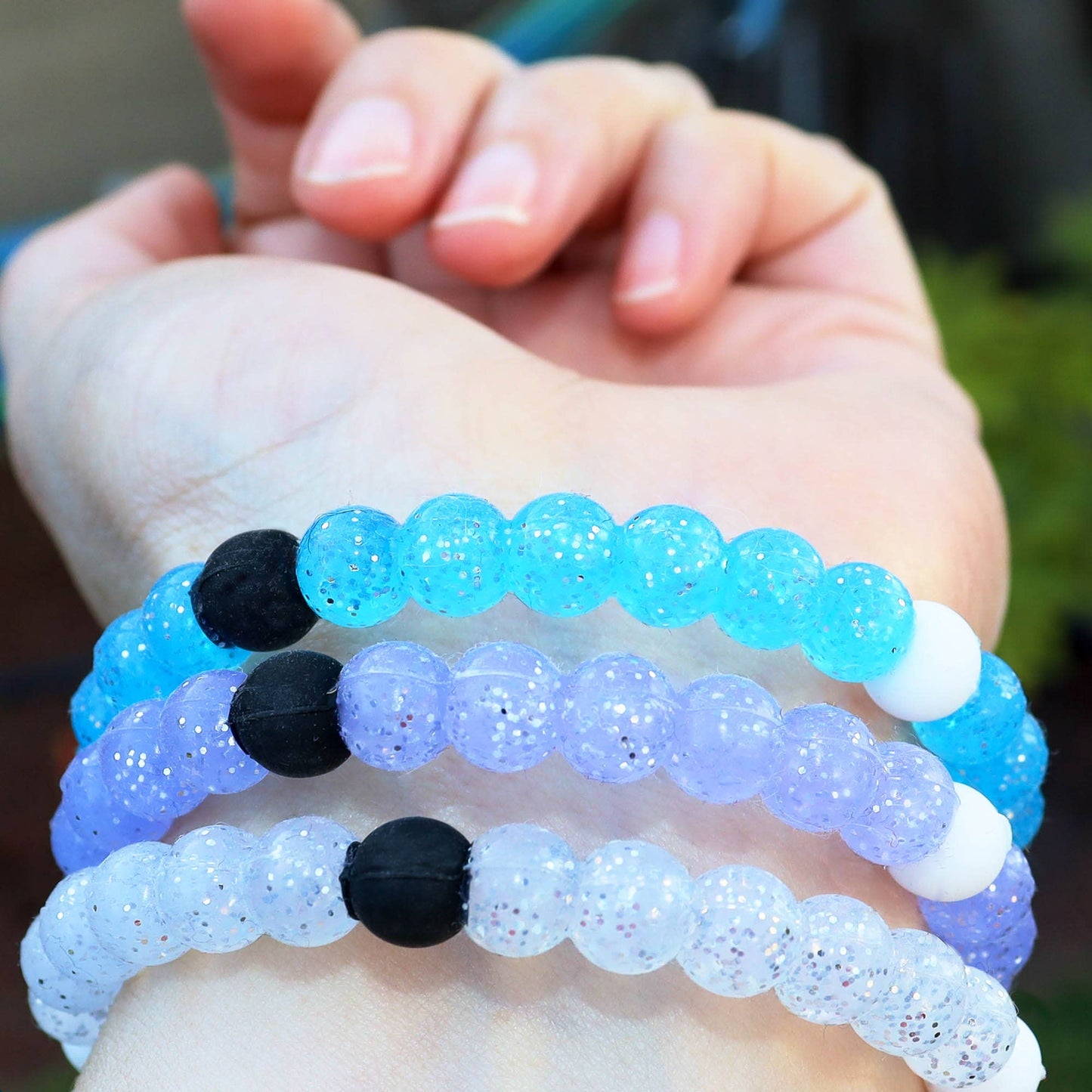 Glitter Silicone Beaded Bubble Bracelets - 6 Pack