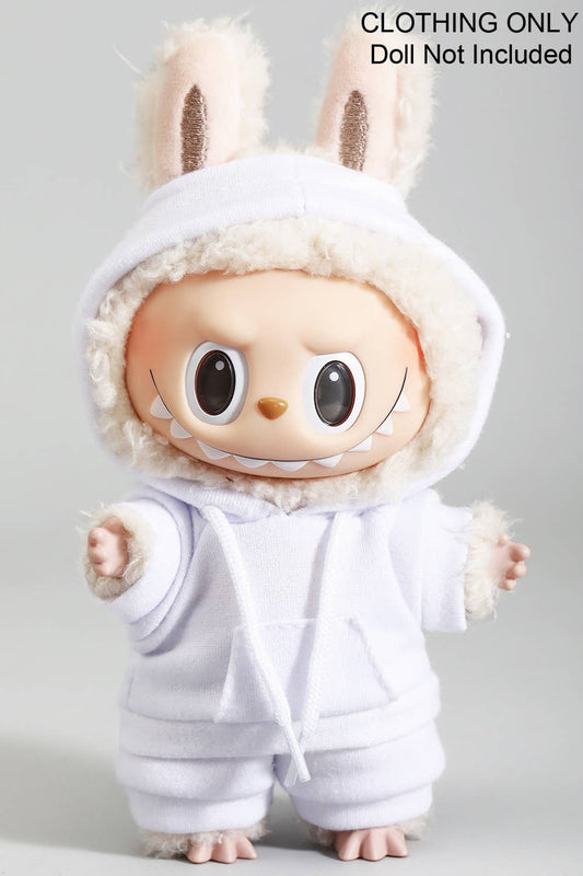 TWO PIECE HOODIE AND SHORTS LABUBU OUTFIT ONLY: WHITE / 1 SIZE
