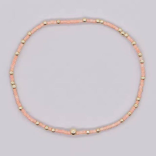 BOHO COLORFUL BALL BEADED BRACELET | 40B5178: PEACH