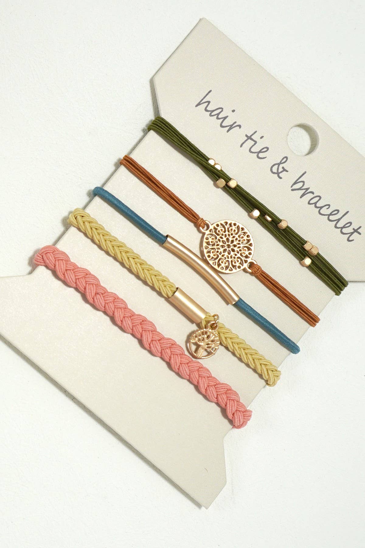 BOHO DUAL FUNCTION KNOT BRACELET HAIR TIES | 40BH100: Pink