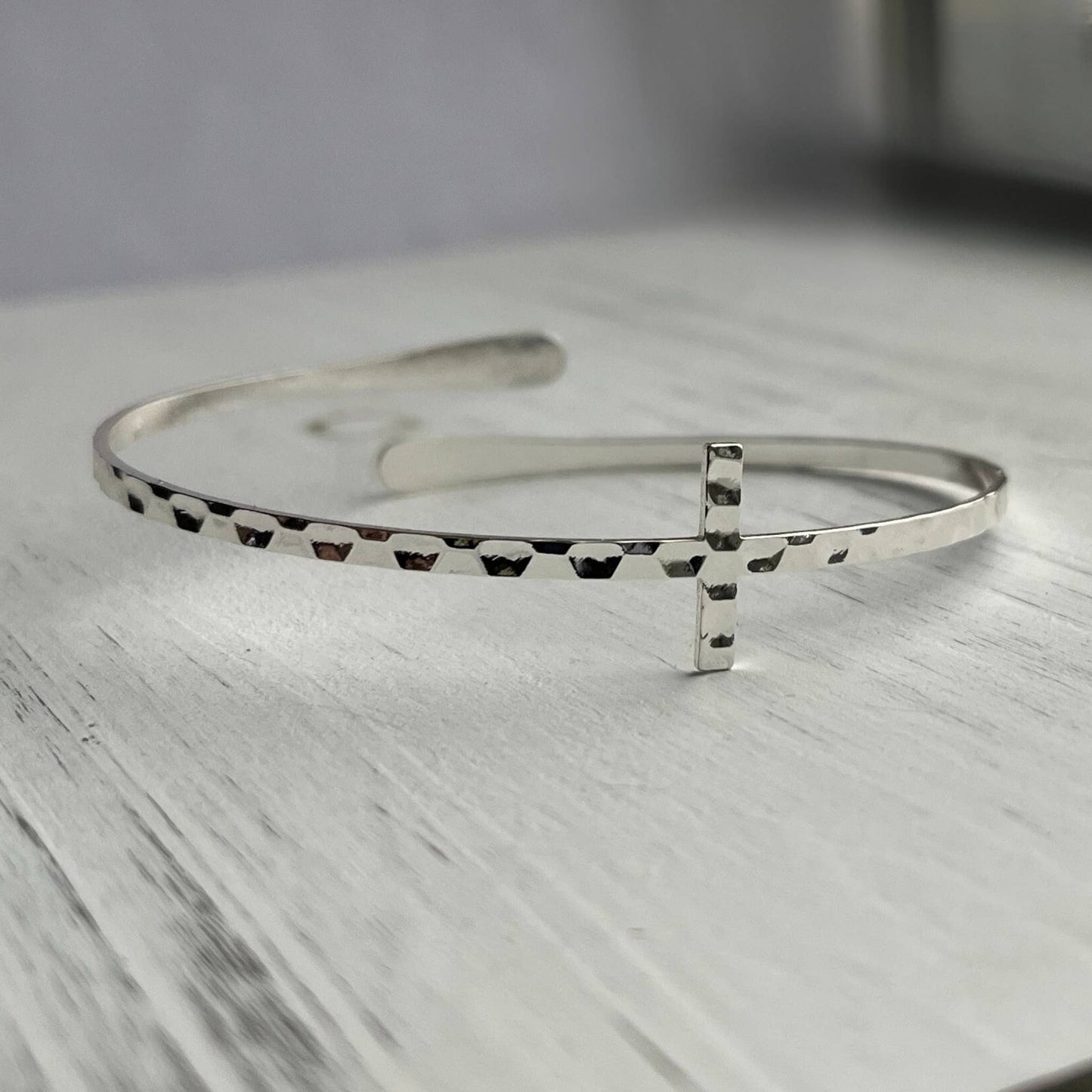 Terra Inspirational Cross Bangle Bracelet: Yellow Gold