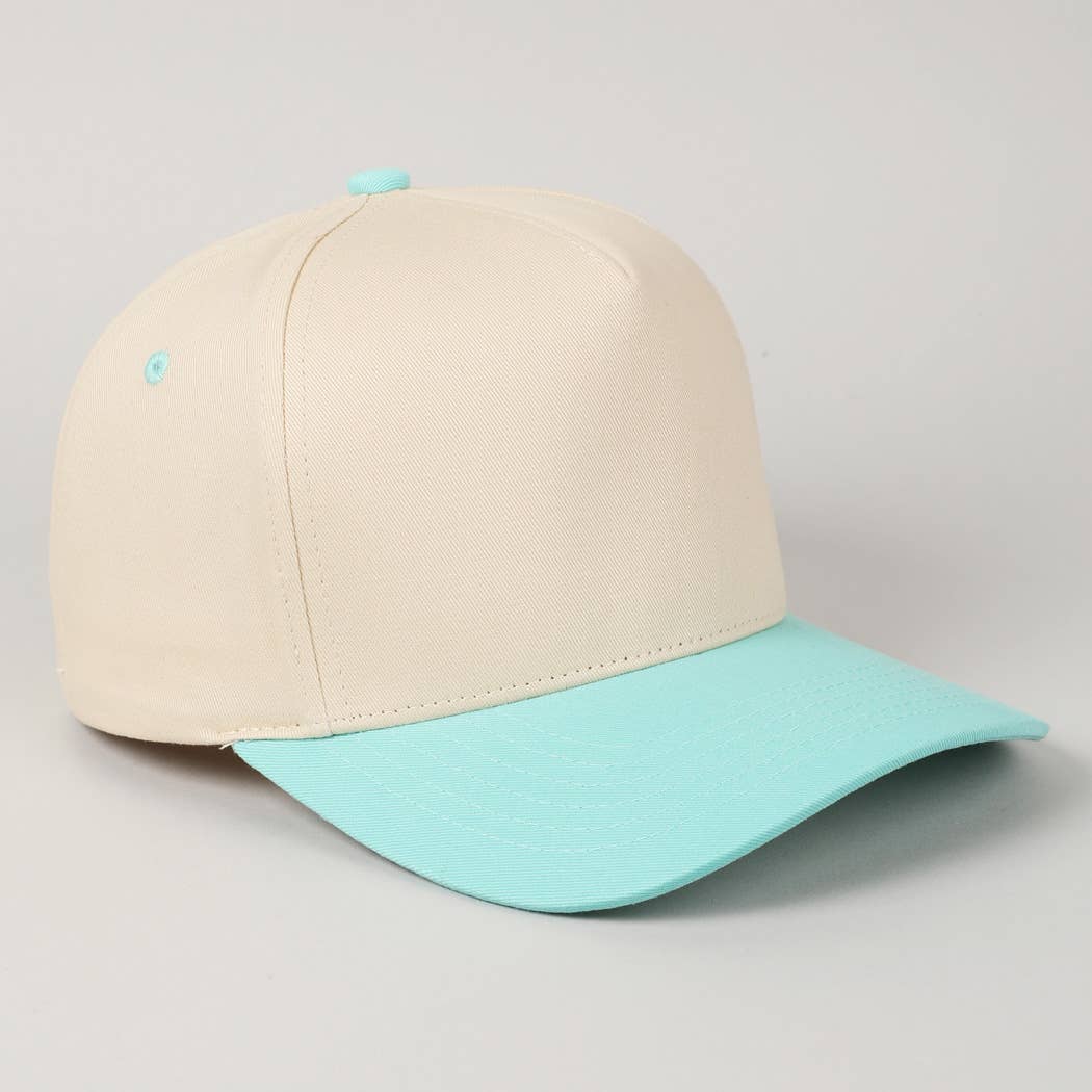 Kids Plain Two Tone Canvas Cotton Baseball Cap : LT PINK / ONE SIZE