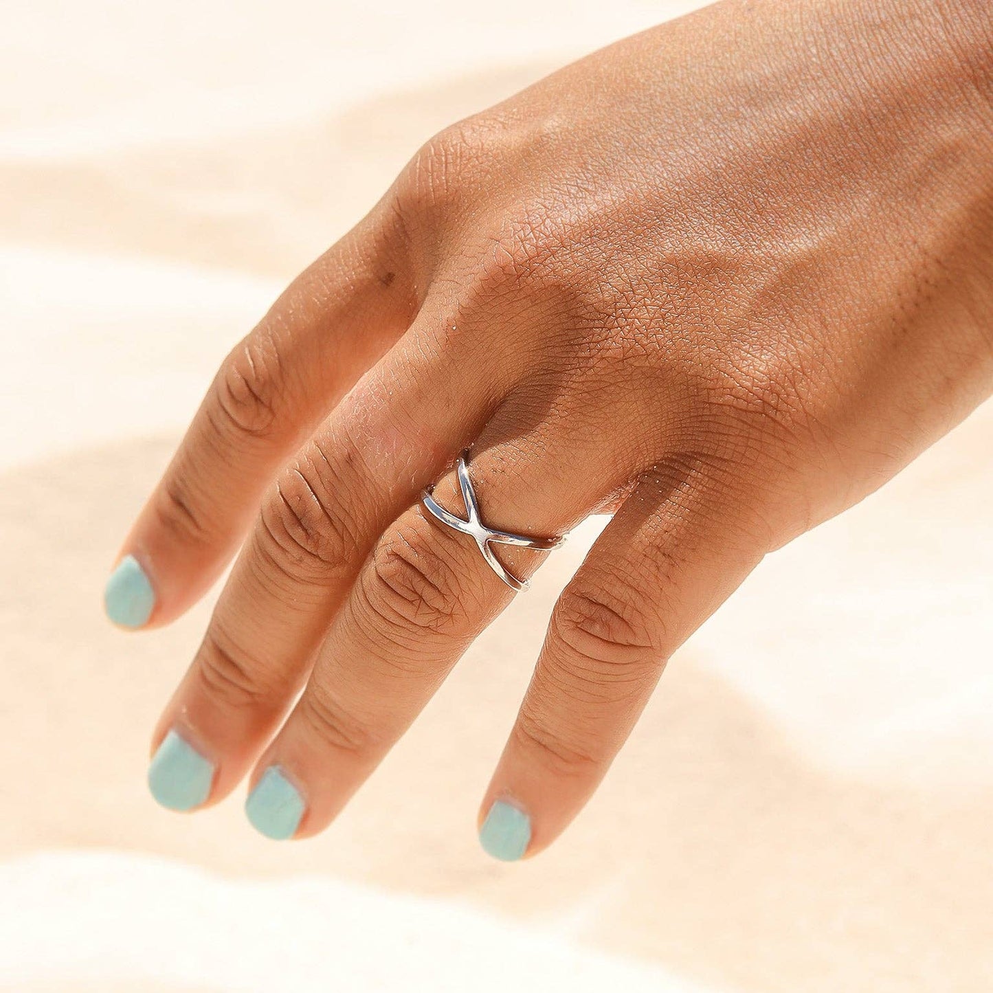 18K Gold PVD Stainless Steel Atomic X Geometric Ring: Gold / 6