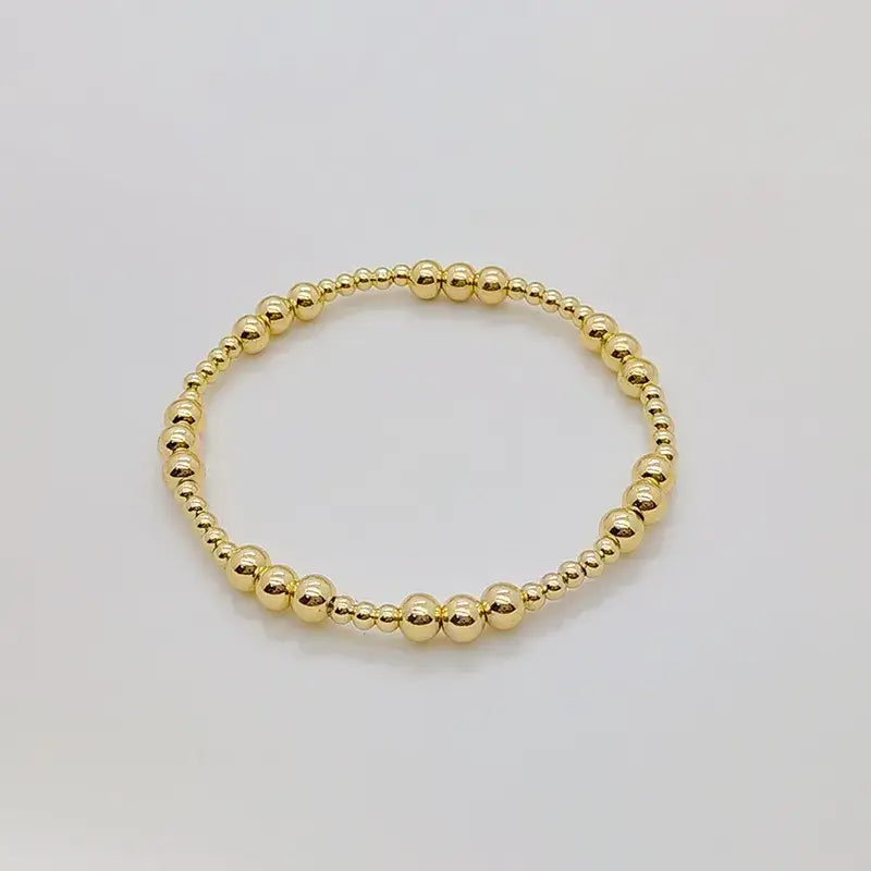 Gold Plated Geometric Classic Bracelets Stretch Elastic: Style D 3 Small Balls Medium