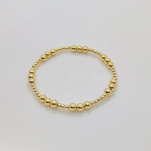 Gold Plated Geometric Classic Bracelets Stretch Elastic: Style D 3 Small Balls Medium