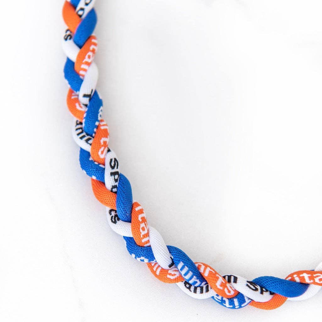Braided Sports Necklace | Blue + Orange