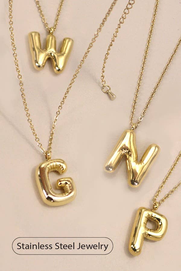 18K STAINLESS STEEL TARNISH FREE  INITIAL NECKLACE | 80N650: E