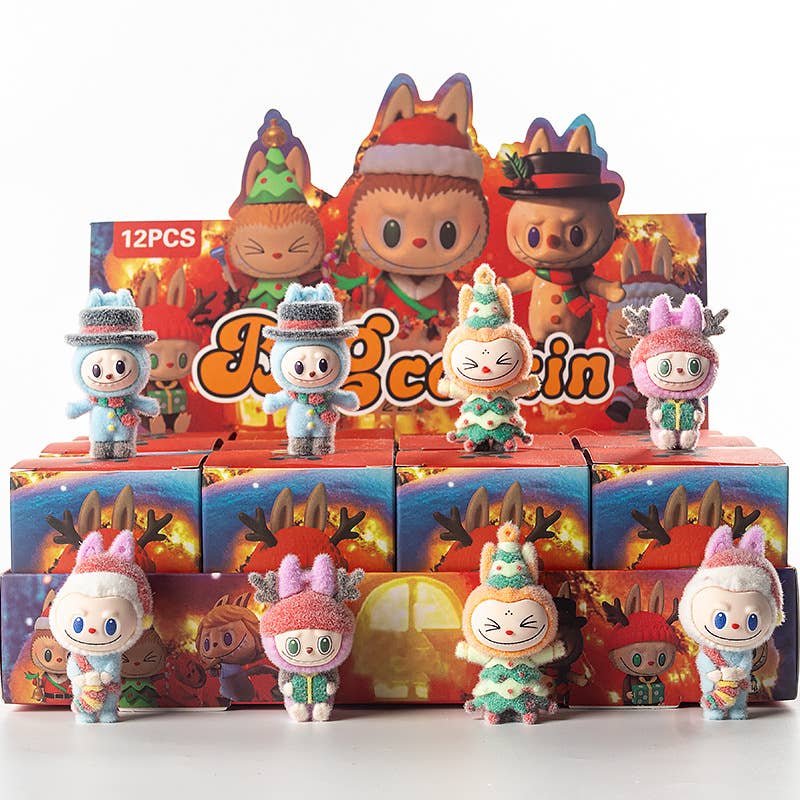 Flocking cute monster ornaments Gift Blind Box-12pcs: Skateboard