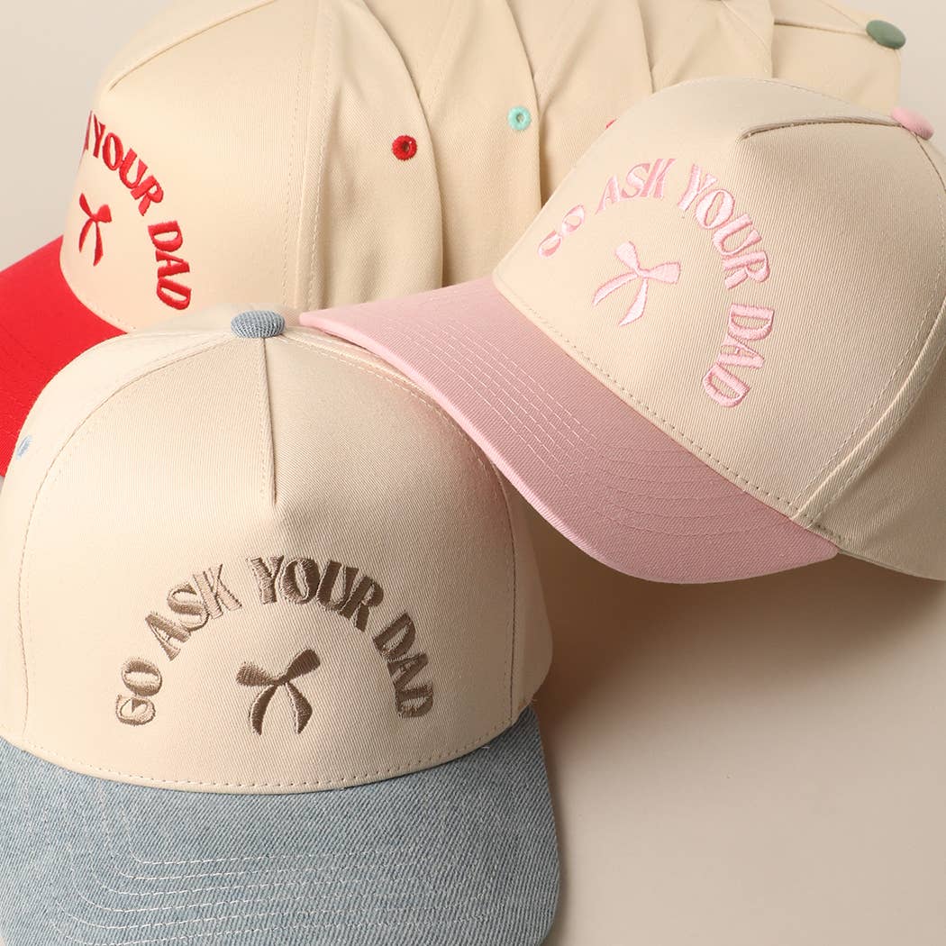 GO ASK YOUR DAD Embroidery Two-Tone Trucker Hat: DENIM / One Size