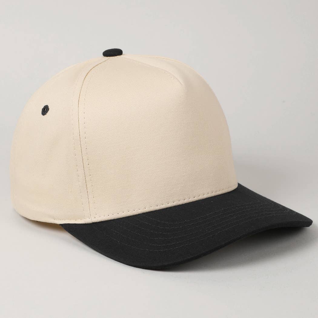 Kids Plain Two Tone Canvas Cotton Baseball Cap : LT PINK / ONE SIZE