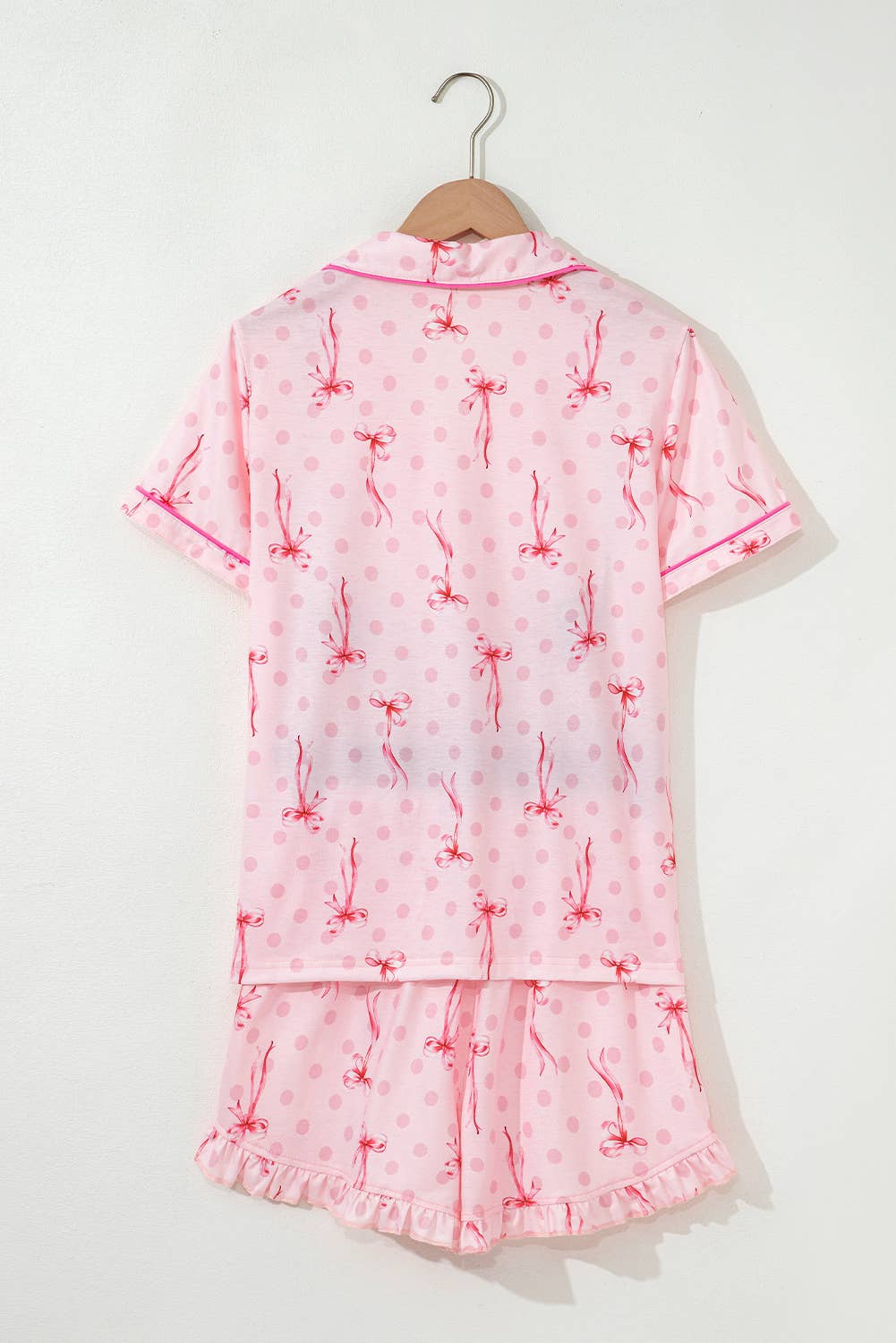 Floral Printed Casual Pocket Ruffled Shorts Pajama Set: AS SHOWN / Missy / M