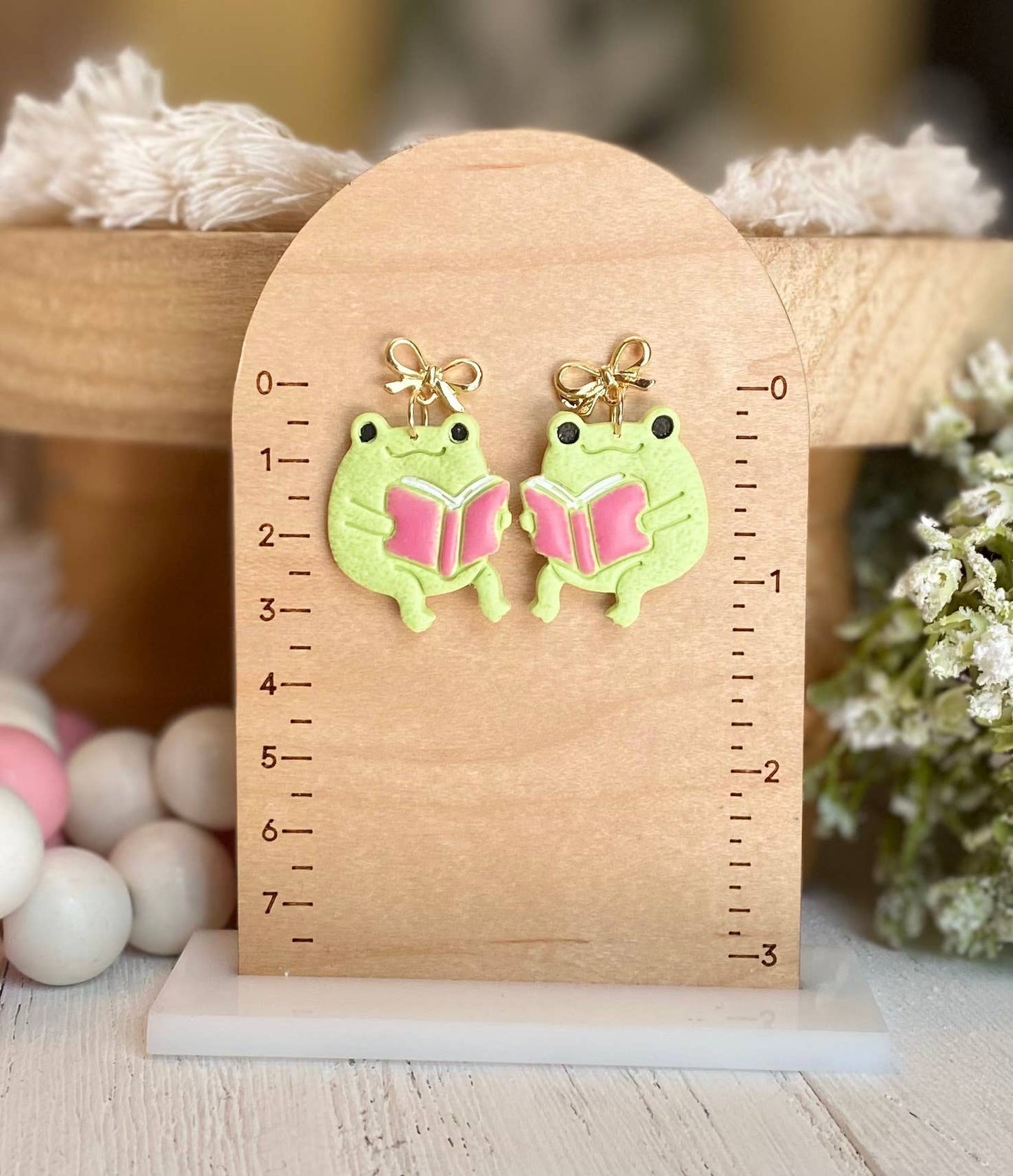 School Bow Earrings | Teacher Earrings : Pencil Bow with Heart Top