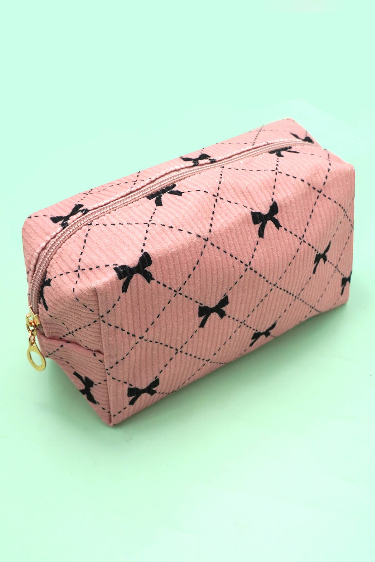 TRENDING BOW MAKEUP COSMETIC POUCH BAG | 40P550: Black