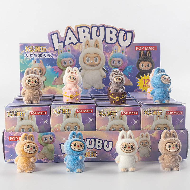 Flocking cute monster Ornaments Gift Blind Box-12pcs: Angel 2