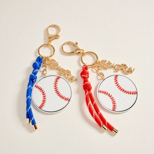 7 Inch Leather Baseball Homerun Charm Keychain Bag Charm: Blue / ONE