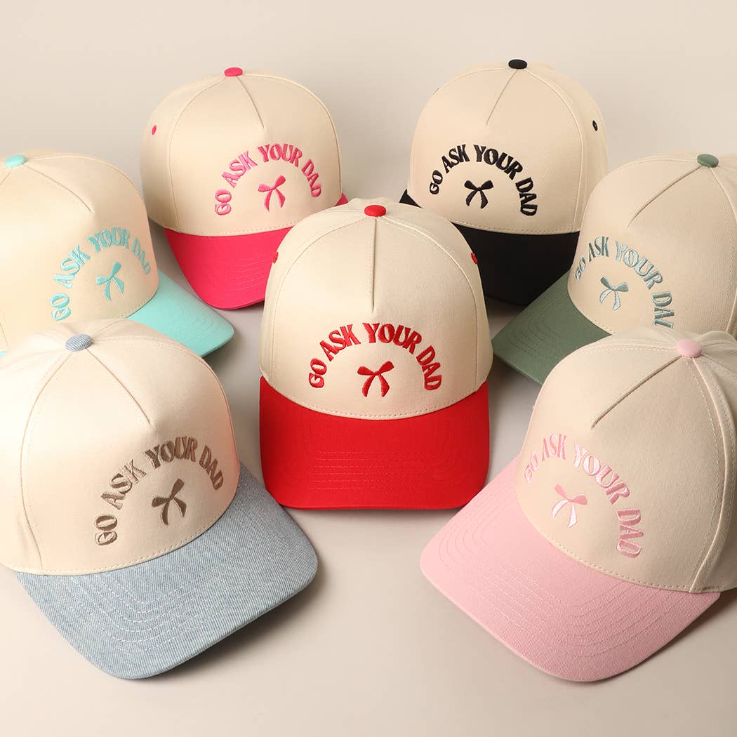 GO ASK YOUR DAD Embroidery Two-Tone Trucker Hat: DENIM / One Size