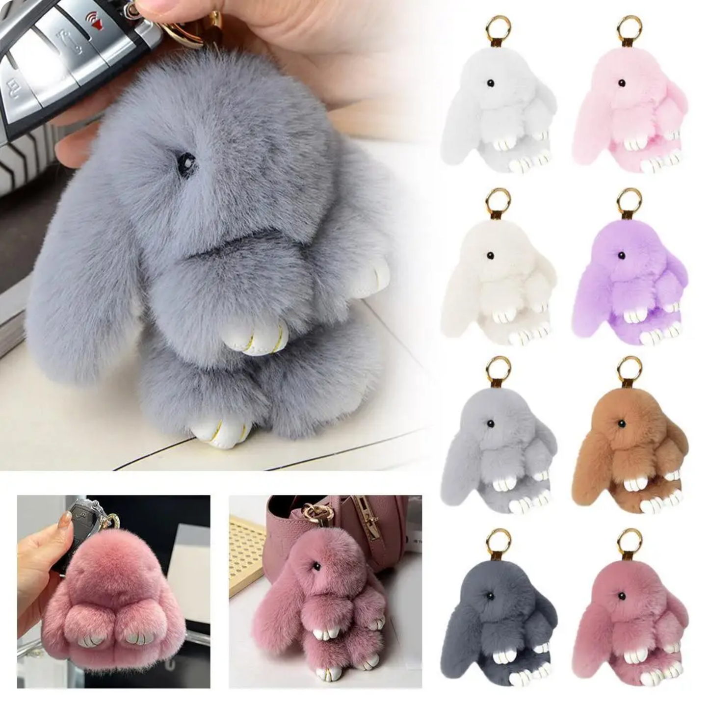 Holiday Soft Plush Bunny Keychain- Assorted