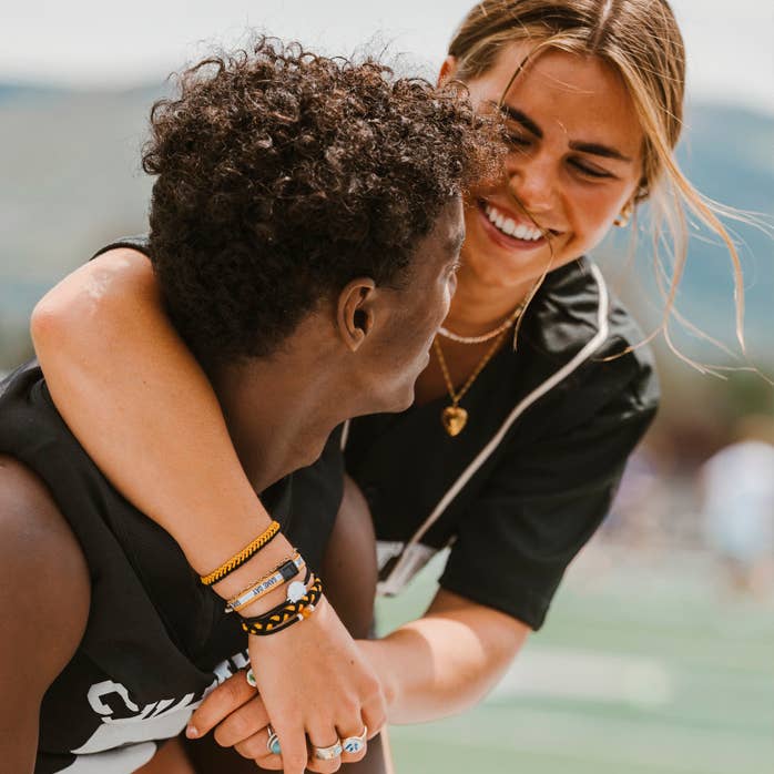 "Game Day" Black/Gold Hair Tie Bracelet: Large