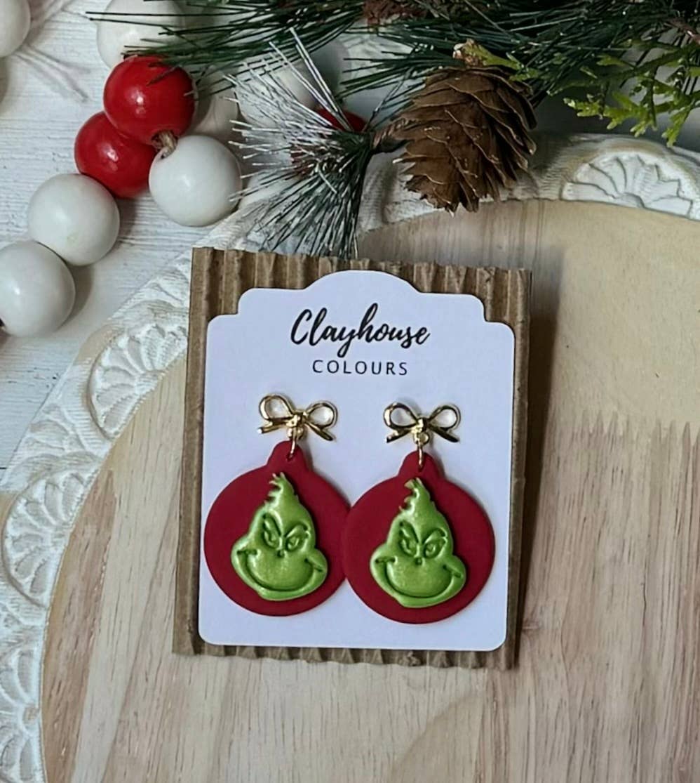 Christmas Earrings : Pink Polka Dots