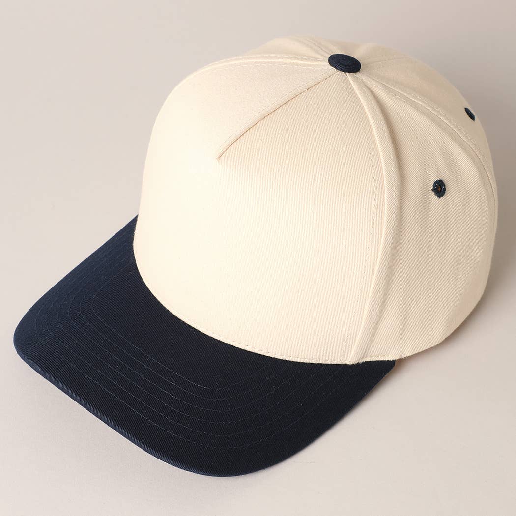 Plain Two-Tone Canvas Cotton Trucker Hat: SKY BLUE / ONE SIZE