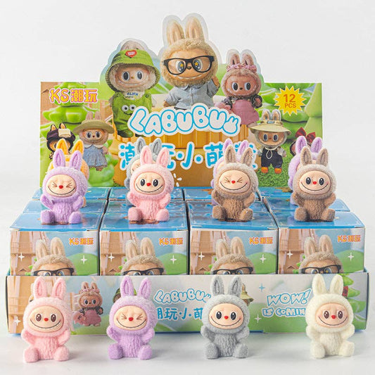 Flocking cute monster Ornaments Gift Blind Box-12pcs: Adventure