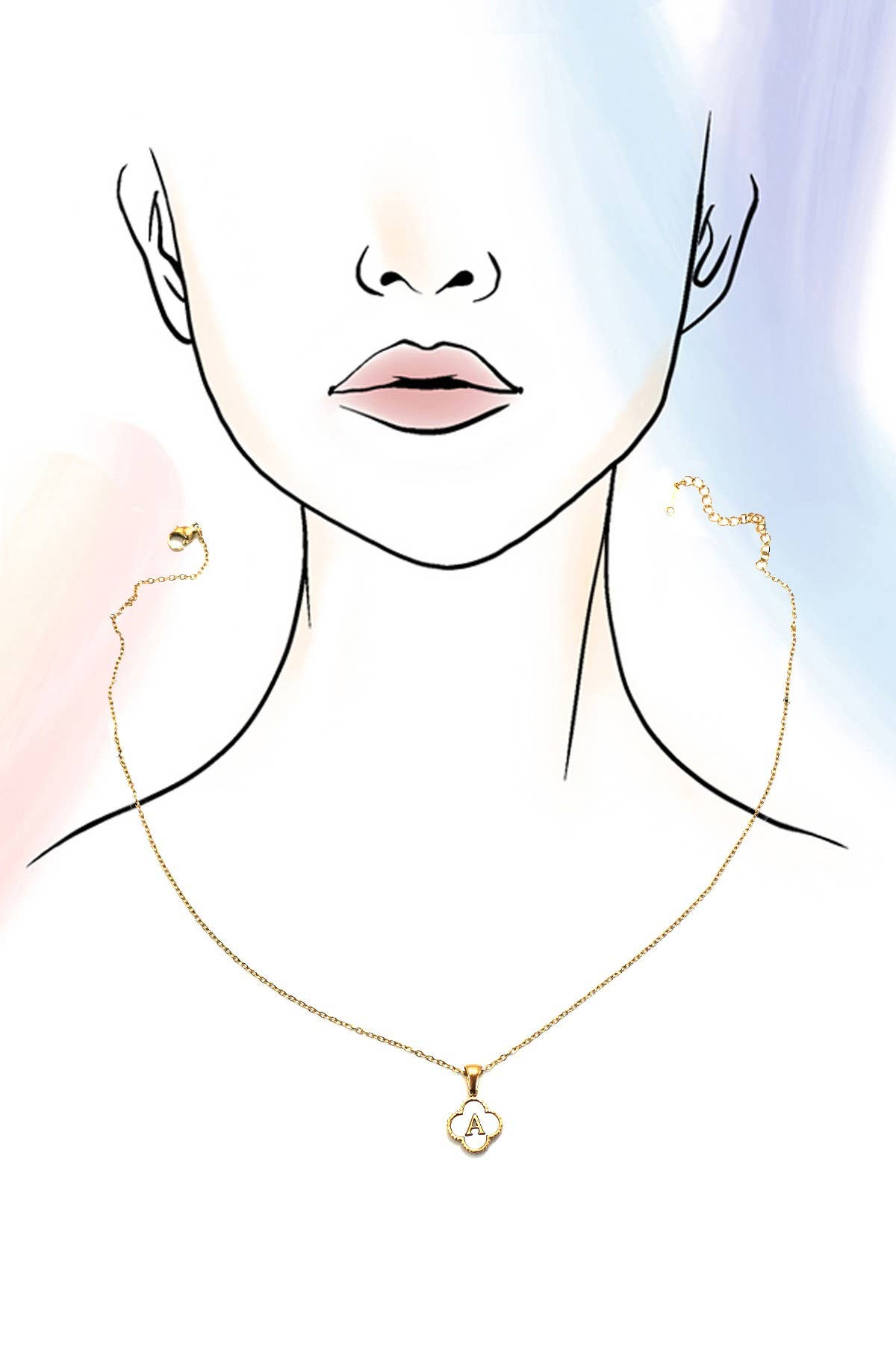 18K STAINLESS STEEL MOP CLOVER INITIAL NECKLACE | 40NK9487: S