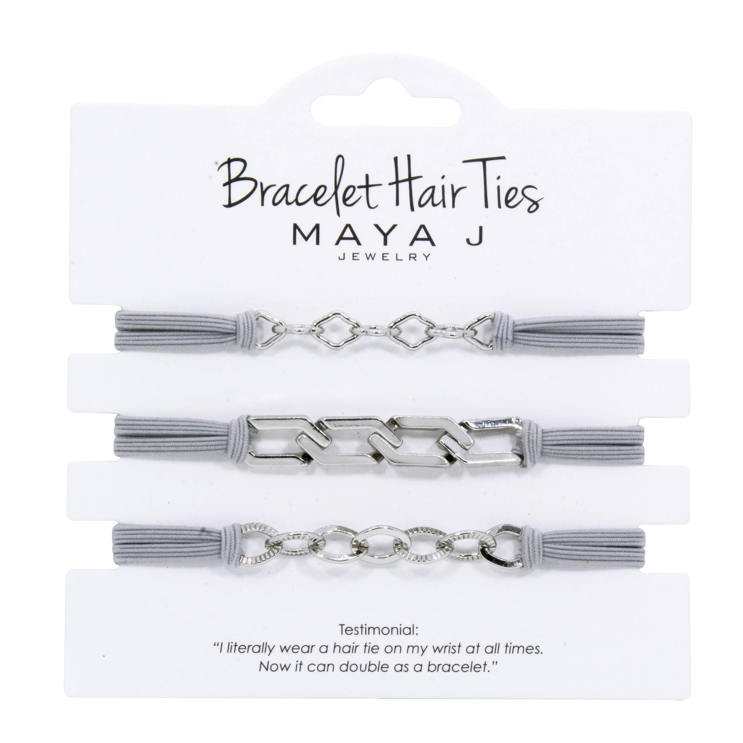 2-in-1 Bracelet Hair Tie Set - Classic - 3 Pc Set - 10 Pack: Yellow w/ Beige Band - Option 2